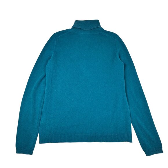 Cashmere By Bloomingdails Cashmere Turtleneck Sweater Sz. L Teal Blue Classic - Picture 9 of 9
